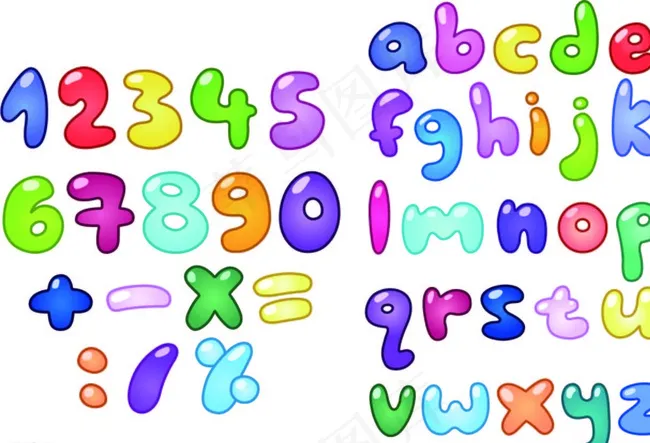 卡通数字字母图片ai矢量模版下载