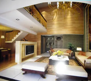 现代白色调复式客厅3dmax模型素...