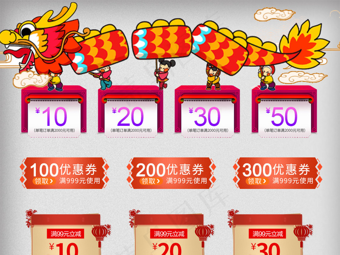 新年优惠券模板促销标签(1024X2030(DPI:300))psd模版下载