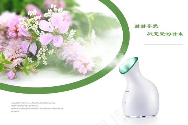 绿色清新蒸脸器小海报详情页头图(1406X938(DPI:72))psd模版下载