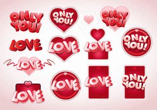 3D爱字体矢量三维爱情模式辐射