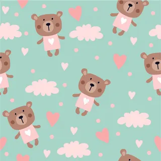 卡通可爱北欧童话梦幻儿童动物无缝平铺背景头像印刷矢量图片素材