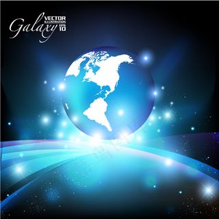 蓝色地球科技背景矢量素材