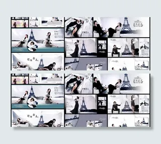 唯美巴黎恋人婚纱照PSD模板