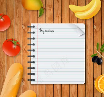 精美食物和记事本矢量素材图片 精美食物和记事本矢量素材图片