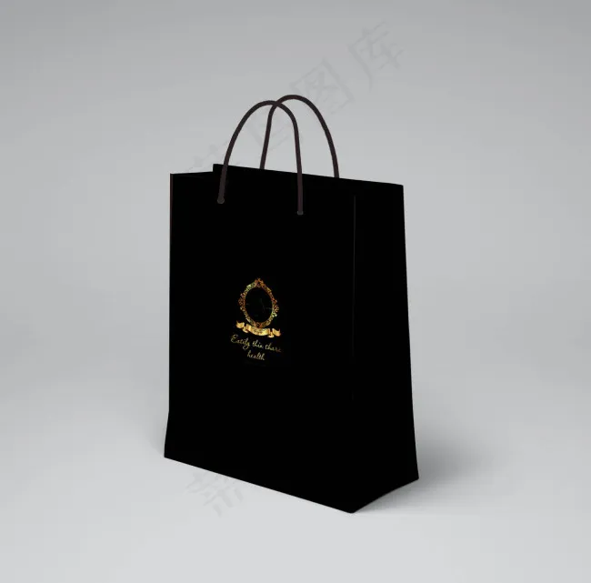 空白手提纸袋黑色LOGO展示背景psd模版下载