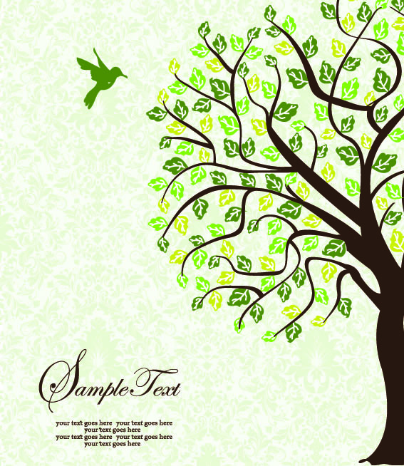 枝繁叶茂春天树木矢量素材