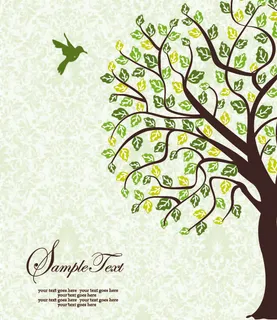 枝繁叶茂春天树木矢量素材