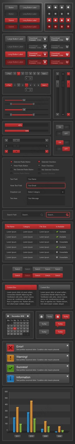 红黑色网站导航按键全站配套素材