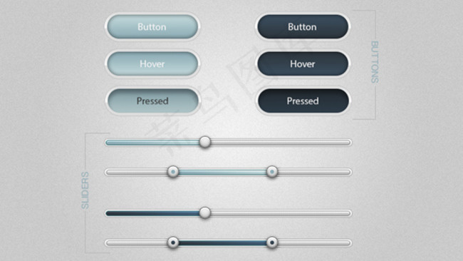 圆滑按钮与滑条PSD分层素材psd模版下载