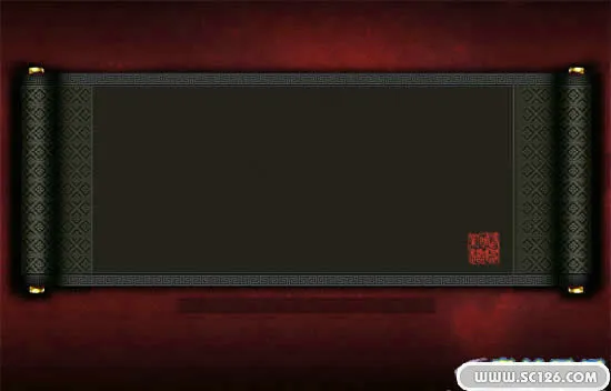 中国传统卷轴PSD素材psd模版下载