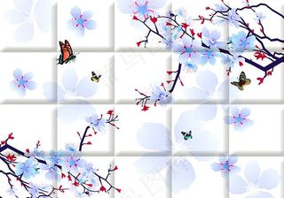 3D立体花卉背景墙