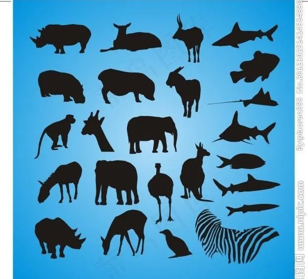 动物剪影图片cdr矢量模版下载