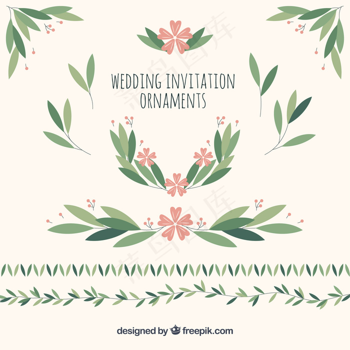 婚礼装饰的树叶和花朵