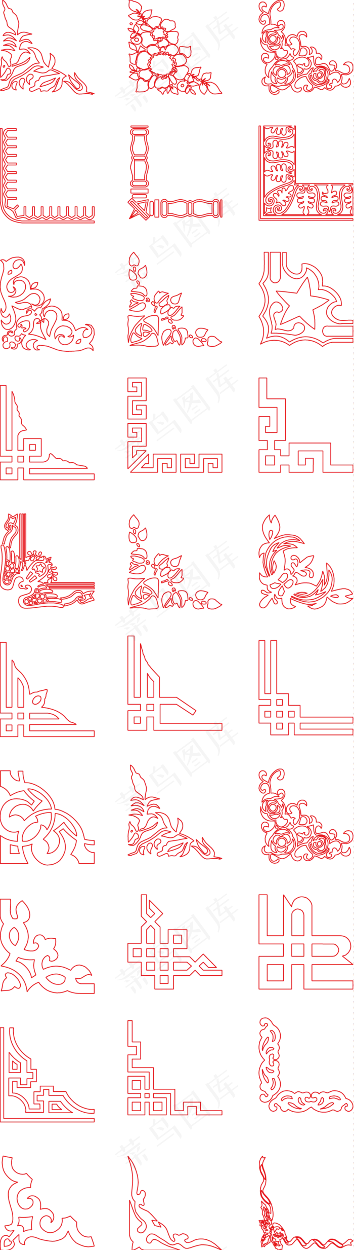 红色中国风矢量边框角框素材ai矢量模版下载