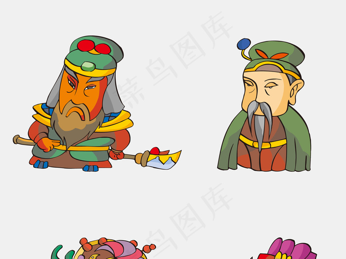 卡通动漫中国风古典人物矢量素材ai矢量模版下载