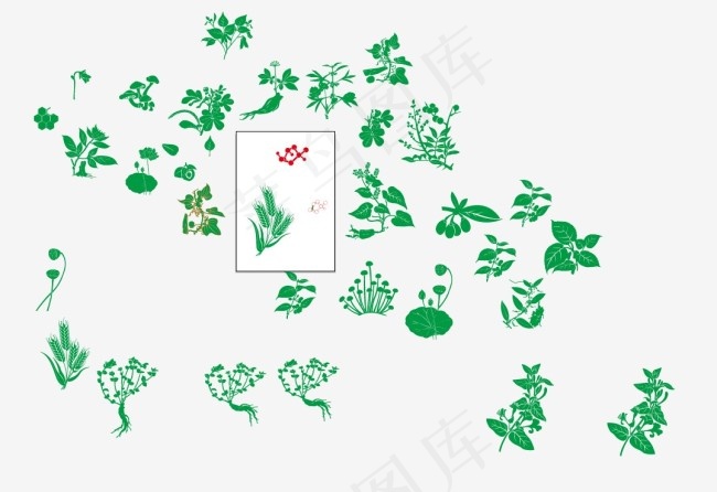 植物剪影矢量图ai矢量模版下载