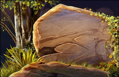 森林中的PSD背景大石头