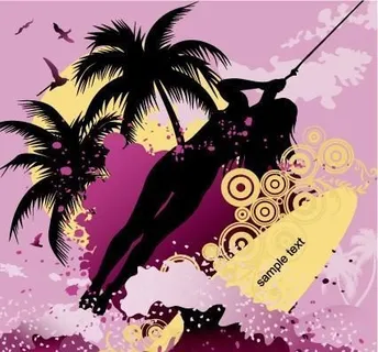 滑浪运动与花纹矢量素材 eps格式...