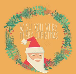 花环和圣诞老人贺