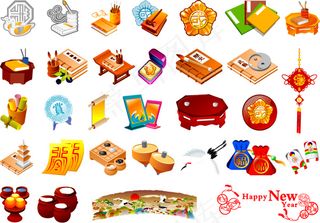 喜庆传统春节元素矢量素材