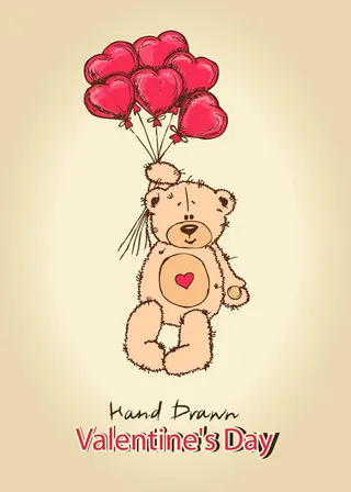 情人节可爱泰迪熊主题矢量素材