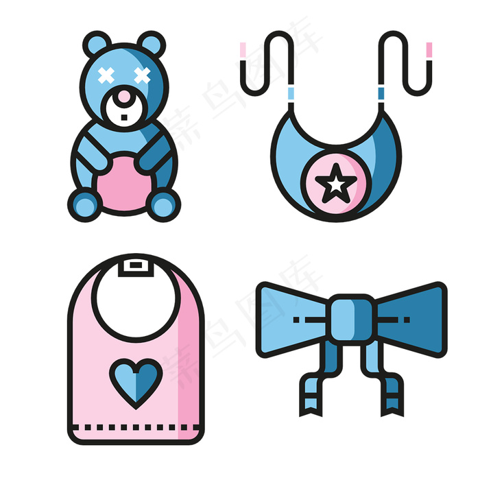 扁平母婴用品icon图标