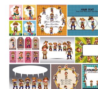 可爱卡通标签矢量图下载