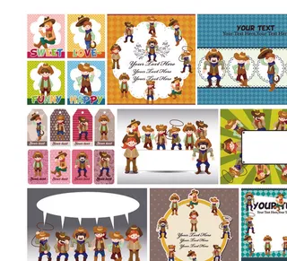 可爱卡通标签矢量图下载