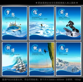 全套企业文化展板海报PSD下载