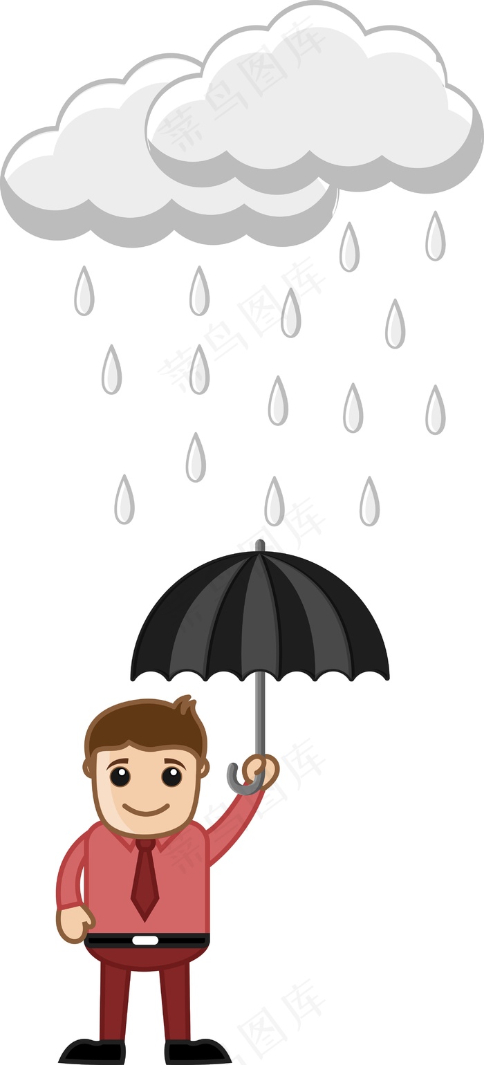 在下雨的人拿着一把伞eps,ai矢量模版下载
