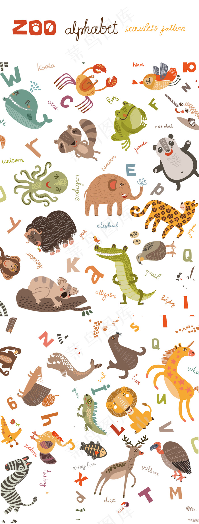 创意手绘小动物集合陆地动物效果小狗...