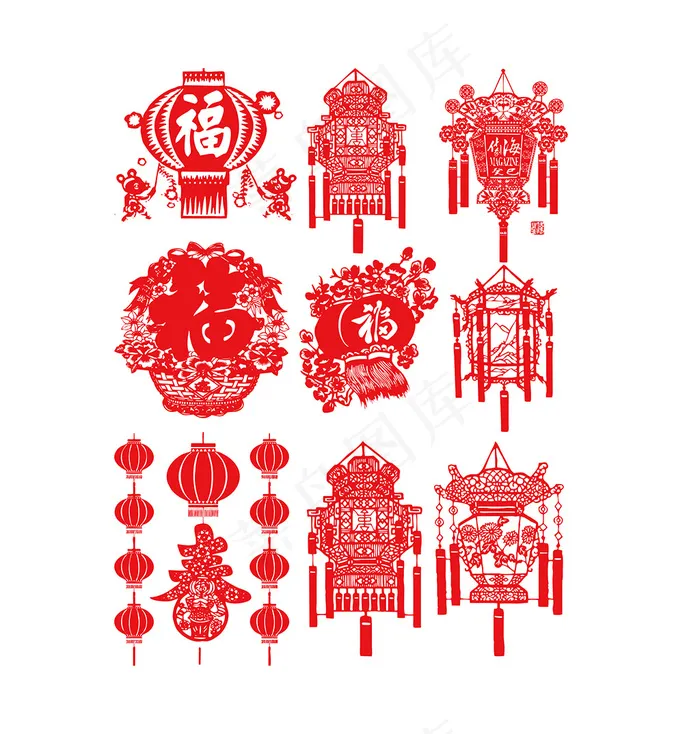 灯笼装饰图案素材psd模版下载