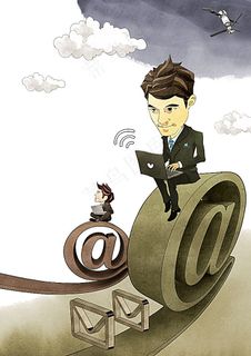 商业人物与邮箱符号