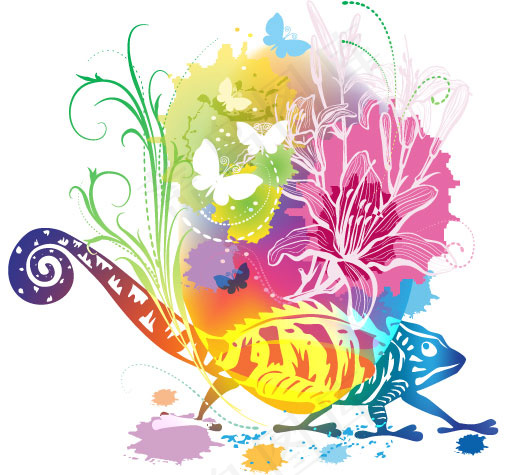 绚丽插画背景03-矢量素材