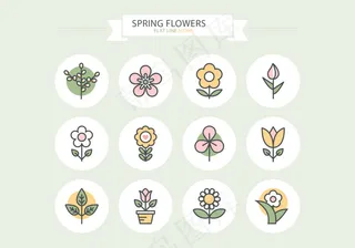 春天花朵扁平图标