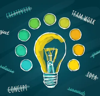 创意彩色灯泡插画