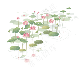 中国风水墨荷花透明背景PNG