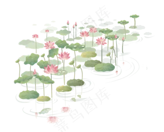 中国风水墨荷花透明背景PNG