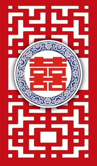 中式婚礼主题喷绘背景 两侧背景