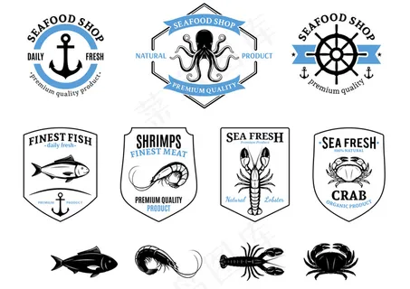 2017海鲜餐厅龙虾螃蟹水手锚定章...