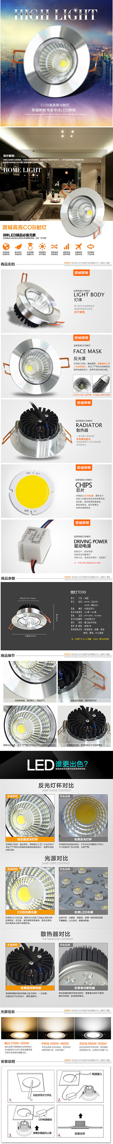 灯具详情筒灯射灯描述页psd模版下载