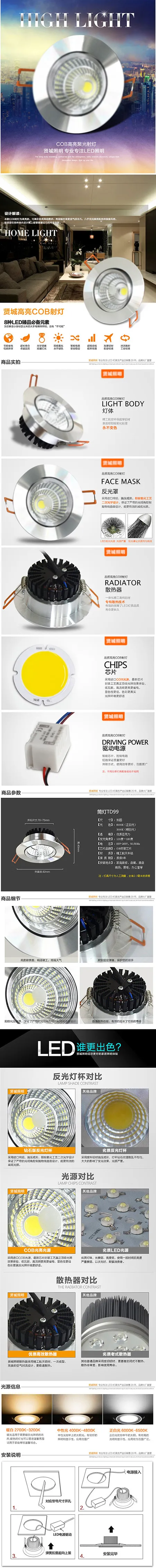 灯具详情筒灯射灯描述页psd模版下载
