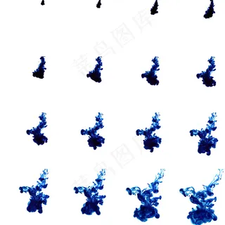 飘渺的蓝色墨汁入水扩散动态效果