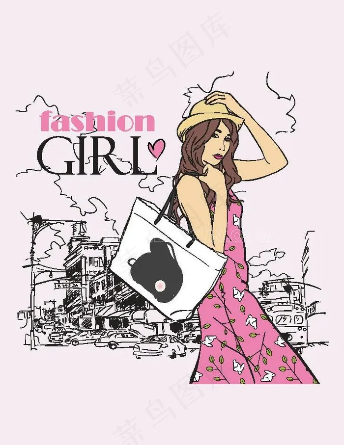 漫画美女 时尚海报图片ai矢量模版下载