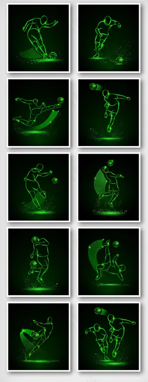 霓虹灯光效足球运动矢量素材