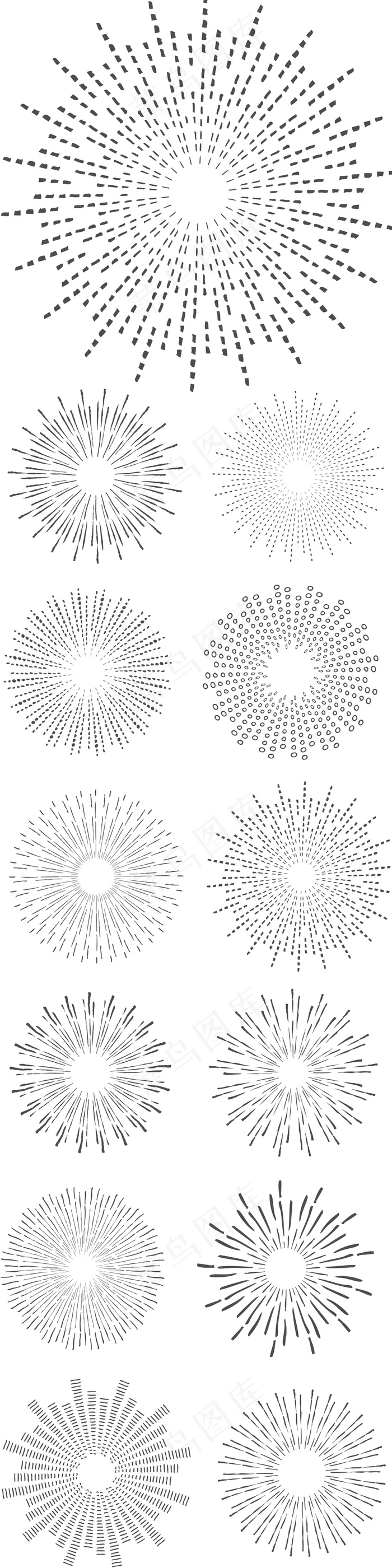 2017简约手绘星光爆炸放射状光芒...