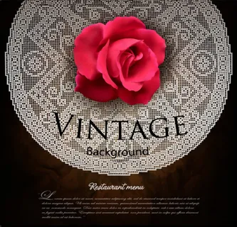 蕾丝织物上的红色玫瑰矢量素材 蕾丝织物上的红色玫瑰矢量素材