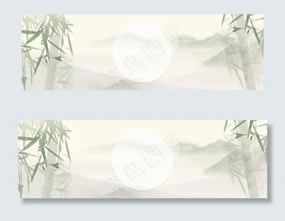 水墨古风山竹banner背景