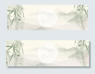 水墨古风山竹banner背景